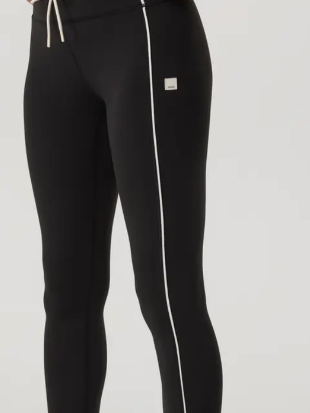 Vuori Black Leggings with White Side Piping